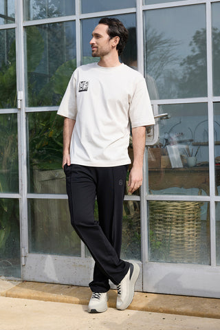 T-shirt in cotone beige con stampa grafica Boardman Alpha pt-m-t-9065