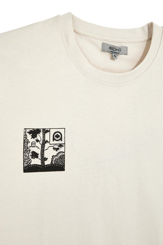 T-shirt in cotone beige con stampa grafica Boardman Alpha pt-m-t-9065