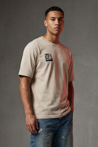 T-shirt in cotone beige con stampa grafica Boardman Alpha pt-m-t-9065