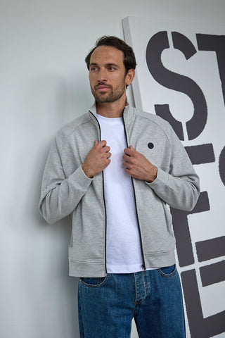 Graues Sweatshirt mit Reißverschluss und Stehkragen Boardman Alpha pt-m-t-9072