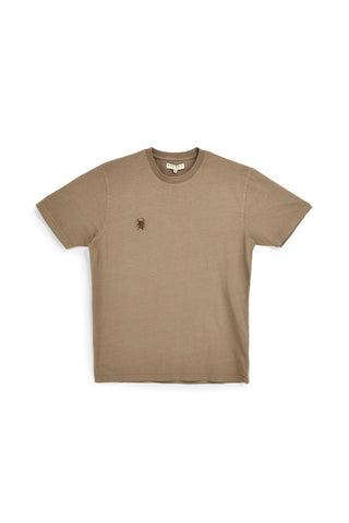 Braunes T-Shirt mit Rundhalsausschnitt einfarbig gesticktes Logo Pittarello tierra PT-M-T-9068