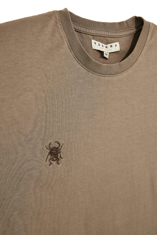 T-shirt marrone girocollo tinta unita logo ricamato Pittarello tierra PT-M-T-9068