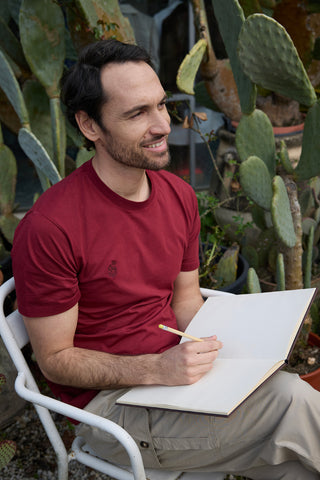 T-shirt in cotone rossa con logo Pittarello Tierra pt-m-t-9069