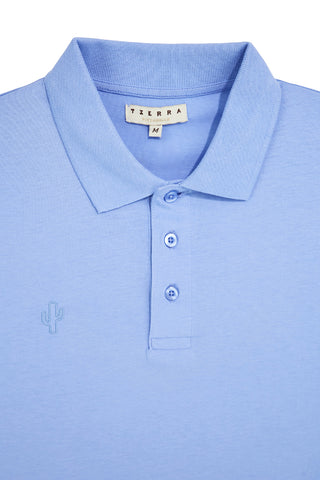 Pittarello tierra PT-M-T-9080 kurzärmeliges blaues Poloshirt mit Knopfkragen