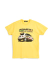 Gelbes Baumwoll-T-Shirt mit Brustaufdruck Abarth AH011TE