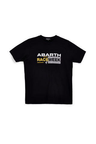 T-shirt nera con stampa frontale Abarth AH003TE