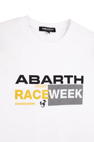 T-shirt bianca con stampa frontale Abarth AH003TE