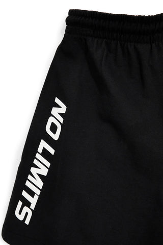 Schwarze Bermudashorts mit seitlichem Druck und Kordelzug No limits MABK010S26