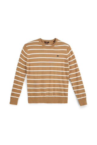 Kamelfarbener gestreifter No Limits Pullover aus Baumwolle MAJU011S26