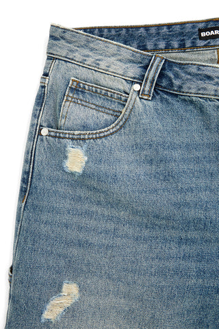 Jeans blu denim al ginocchio con strappi Boardman 4051