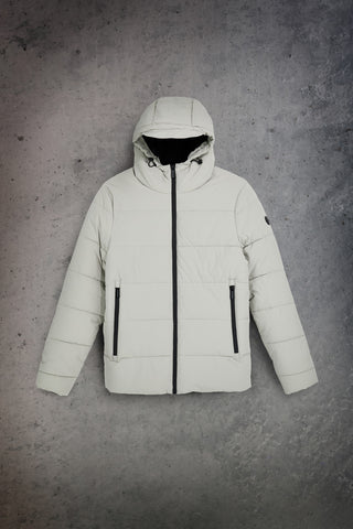 Hellgraue, wattierte Jacke mit Kapuze „Boardman Clean Record“