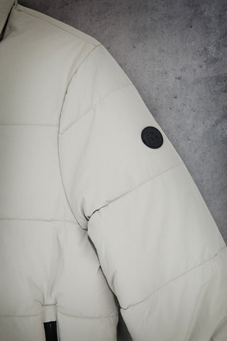 Hellgraue, wattierte Jacke mit Kapuze „Boardman Clean Record“