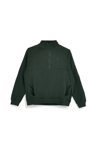 Felpa verde con mezza zip in 100% cotone Pittarello tierra PTMF2646