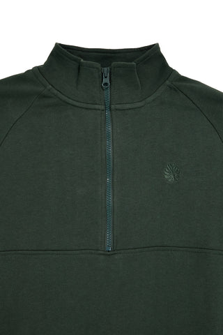 Felpa verde con mezza zip in 100% cotone Pittarello tierra PTMF2646