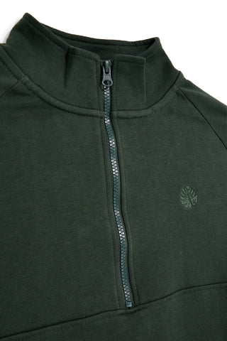 Felpa verde con mezza zip in 100% cotone Pittarello tierra PTMF2646