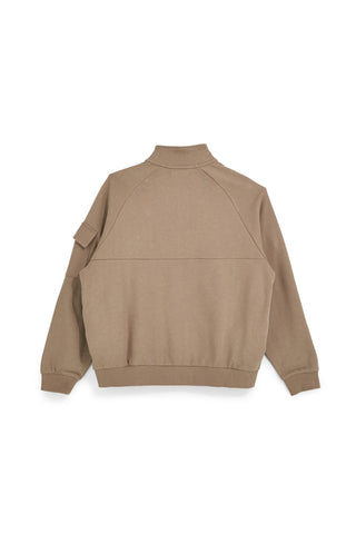 Felpa beige e nera con zip in 100% cotone Pittarello tierra PTMF2648