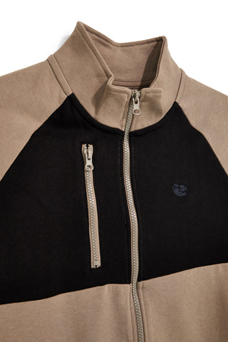 Felpa beige e nera con zip in 100% cotone Pittarello tierra PTMF2648
