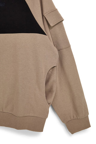 Felpa beige e nera con zip in 100% cotone Pittarello tierra PTMF2648