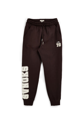 Pantaloni jogger marroni in 100% cotone con stampe Sevenoaks PTMP2651