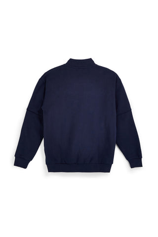Felpa bomber blu con bottoni e interno felpato Sevenoaks PTMF2652