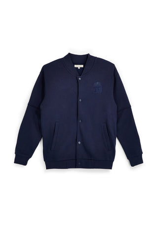 Felpa bomber blu con bottoni e interno felpato Sevenoaks PTMF2652