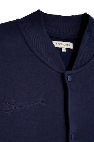 Felpa bomber blu con bottoni e interno felpato Sevenoaks PTMF2652