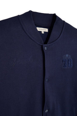 Felpa bomber blu con bottoni e interno felpato Sevenoaks PTMF2652