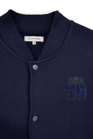 Felpa bomber blu con bottoni e interno felpato Sevenoaks PTMF2652