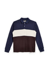 Polo blu e marrone a maniche lunghe Sevenoaks PTMPL2655