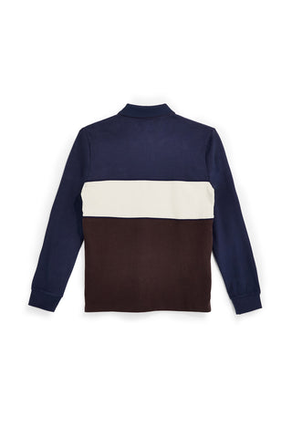 Polo blu e marrone a maniche lunghe Sevenoaks PTMPL2655