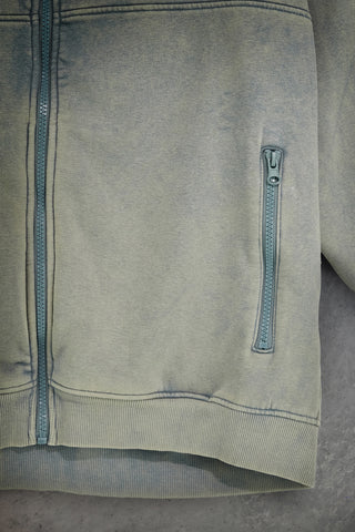 Felpa con zip e collo alto verde salvia effetto slavato Boardman Nostalgia