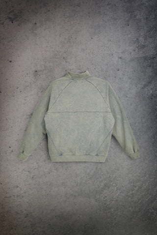 Felpa con zip e collo alto verde salvia effetto slavato Boardman Nostalgia