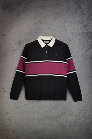 Polo nera manica lunga in cotone con fascia a contrasto Boardman Alpha Small Talks