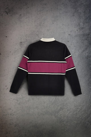 Polo nera manica lunga in cotone con fascia a contrasto Boardman Alpha Small Talks