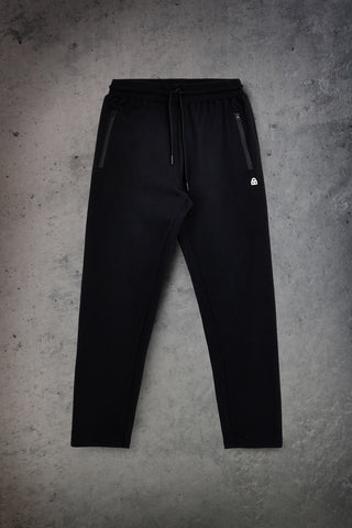 Pantaloni jogger neri in misto cotone felpato con tasche zip Boardman Omertà