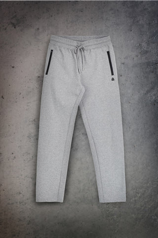 Pantaloni jogger grigi melange in misto cotone felpato con tasche zip Boardman Omertà