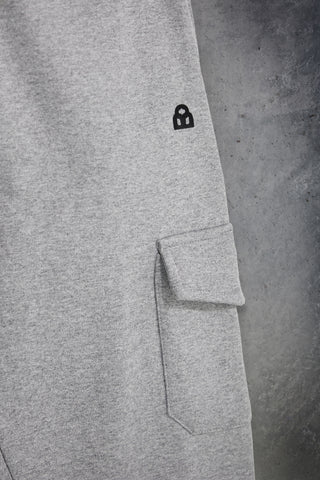 Pantaloni jogger cargo grigio melange in misto cotone felpato Boardman Snitch