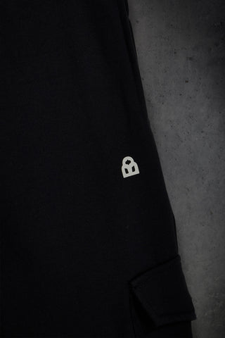 Pantaloni jogger cargo neri in misto cotone felpato Boardman Snitch
