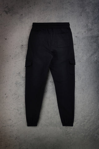 Pantaloni jogger cargo neri in misto cotone felpato Boardman Snitch