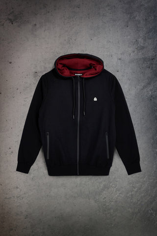 Felpa nera in misto cotone felpato e zip Boardman Red Flag