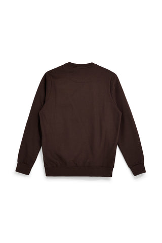 Felpa girocollo marrone in misto cotone con logo ricamato Pittarello tierra NBY315