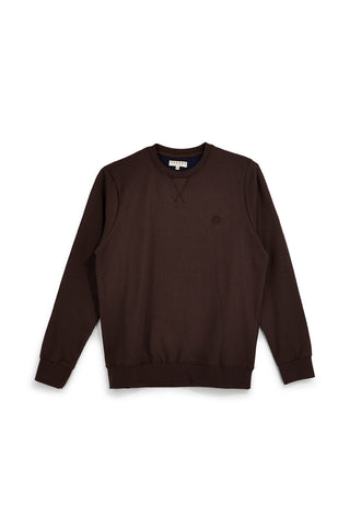 Felpa girocollo marrone in misto cotone con logo ricamato Pittarello tierra NBY315
