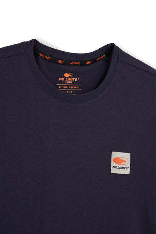 Blaues Langarmshirt mit „No limits“-Logo MATL002W24
