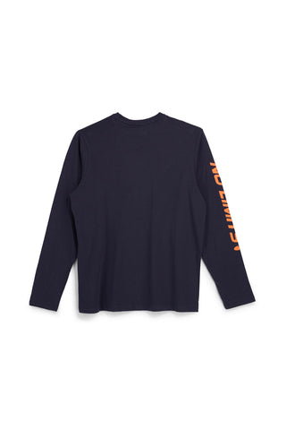 Blaues Langarmshirt mit „No limits“-Logo MATL002W24