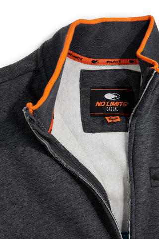 Graues Sweatshirt mit Reißverschluss und Stehkragen aus Baumwollmischgewebe von No limits, Art.-Nr. MASW003W24