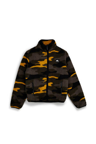 Giacca camouflage in pile teddy con zip e patch logo No limits MAPF006W25