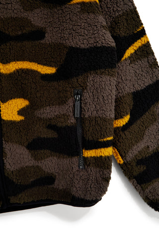 Giacca camouflage in pile teddy con zip e patch logo No limits MAPF006W25