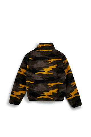 Giacca camouflage in pile teddy con zip e patch logo No limits MAPF006W25