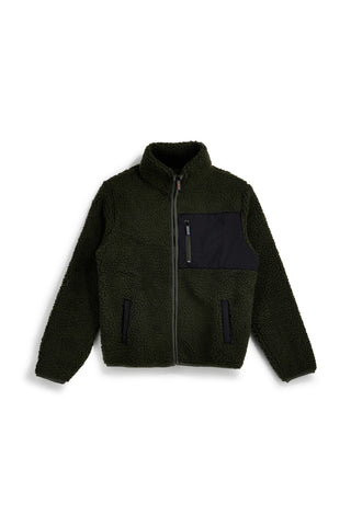 Giacca verde in pile teddy con zip e taschino a contrasto No limits MAPF004W24