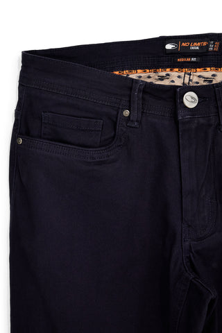 Blaue Fünf-Taschen-Hose aus Baumwollmischgewebe, Regular Fit, No Limits MAPW004W24
